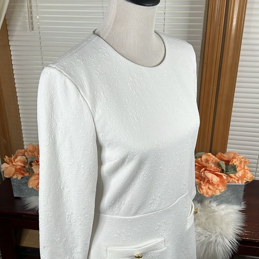 Veronica Beard Channing Jacquard Sheath Dress White Size Large - Picture 7 of 10